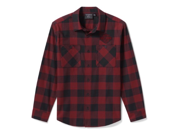 96543-26VM/000M, SHIRT-WOVEN,DARK RED/BLACK
