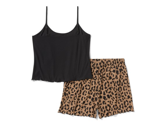 96618-26VW/000S, PAJAMA SET-KNIT,BLACK/BROWN