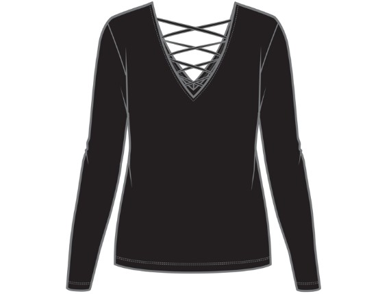 96644-25VW/002S, TEE-KNIT,BLING,LACE BK,CHROME/