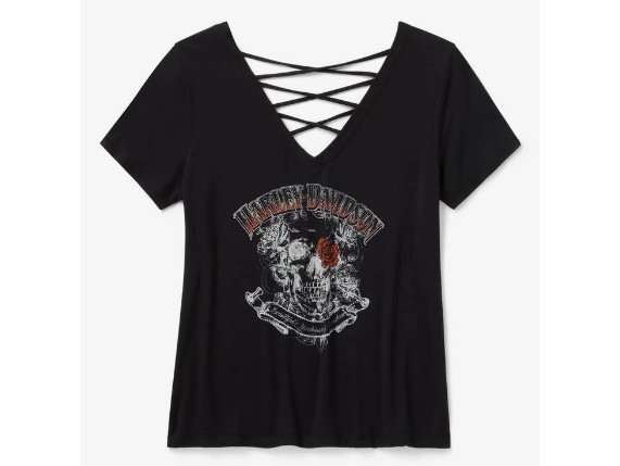 96649-25VW/002S, TEE-KNIT,BLING,LACE BK,HD AFTE