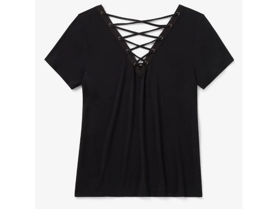 96649-25VW/002S, TEE-KNIT,BLING,LACE BK,HD AFTE