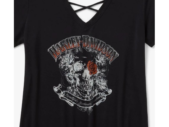 96649-25VW/002S, TEE-KNIT,BLING,LACE BK,HD AFTE