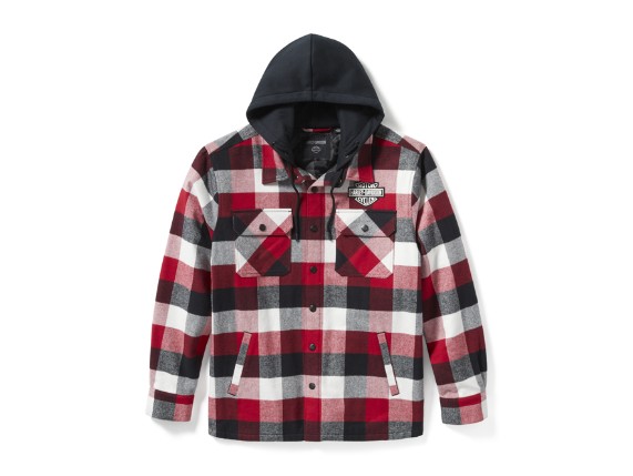96807-25VM/000M, SHIRT JACKET-WOVEN,RED/BLACK P