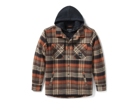 96808-25VM/000M, SHIRT JACKET-WOVEN,BLACK/BROWN