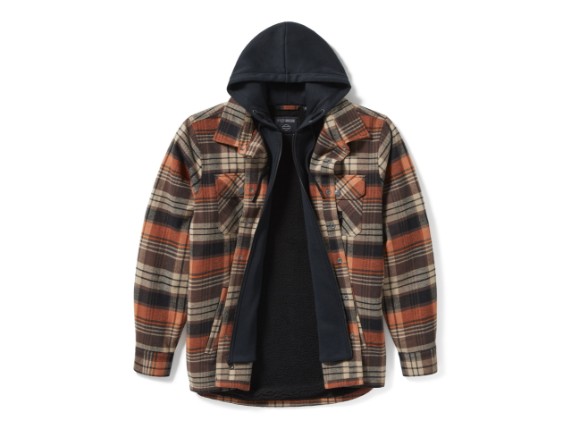 96808-25VM/000M, SHIRT JACKET-WOVEN,BLACK/BROWN