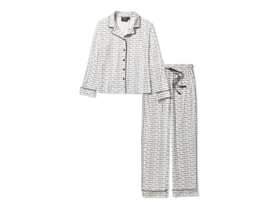 96828-25VW/002S, PAJAMA SET-KNIT,OFF WHITE/BLAC