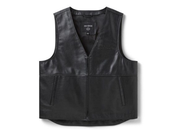 97000-26VM/000M, VEST-LEATHER,BLACK