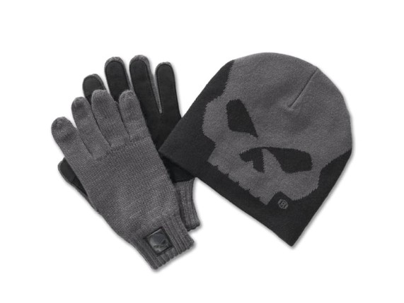 97657-25VM, BEANIE/GLOVES SET-KNIT,GREY/BL