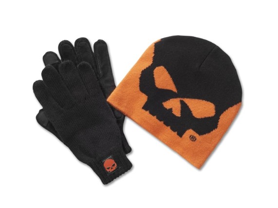 97658-25VM, BEANIE/GLOVES SET-KNIT,ORANGE/