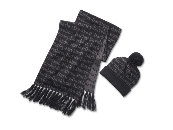 97671-25VW, BEANIE/SCARF SET-KNIT,BLACK
