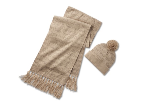 97672-25VW, BEANIE/SCARF SET-KNIT,TAN