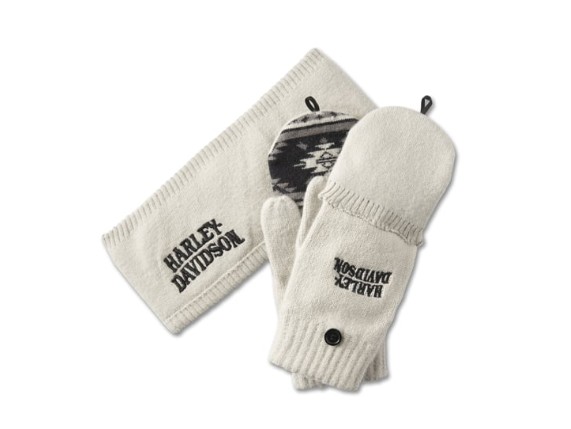 97680-25VW, EAR WARMER/GLOVES SET-KNIT,WHI