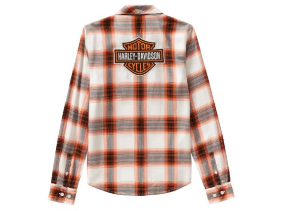 99258-25VW/000S, SHIRT-WOVEN,OFF WHITE/ORANGE P