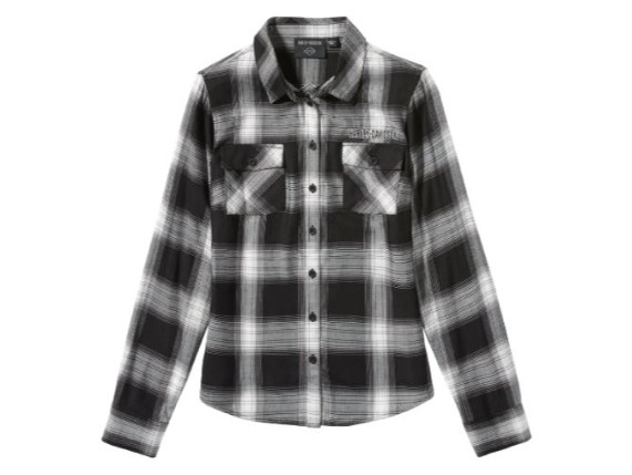 99259-25VW/000S, SHIRT-WOVEN,BLACK/OFF WHITE PL