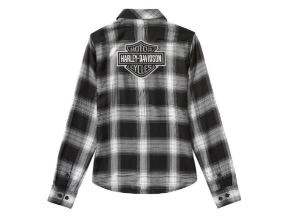 99259-25VW/000S, SHIRT-WOVEN,BLACK/OFF WHITE PL