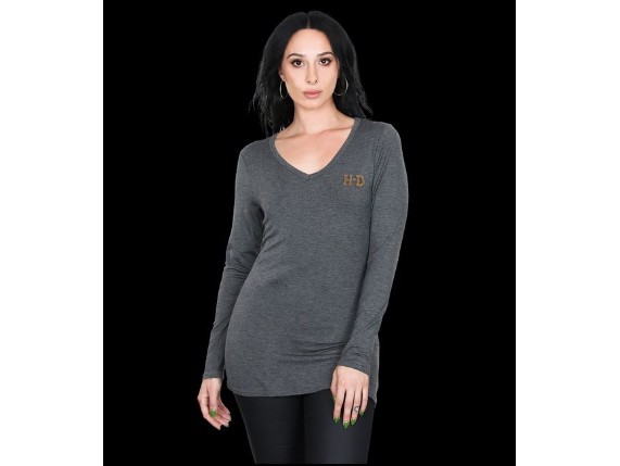 HT4739GRY-XS, Damen Longsleeve "Harley Proud"