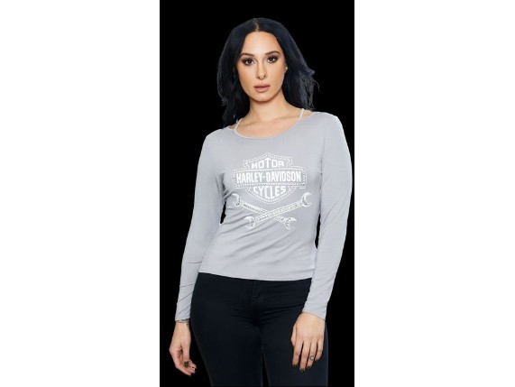 HT4761GRY-XS, Damen Longsleeve "Breaking Point"