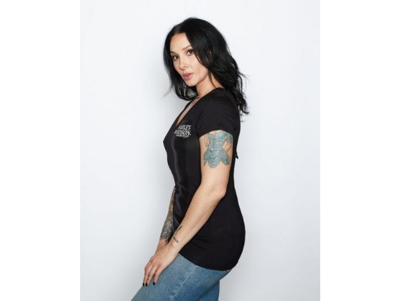 HT4935BLK-XS, Damen Shirt ''Ride the Line''