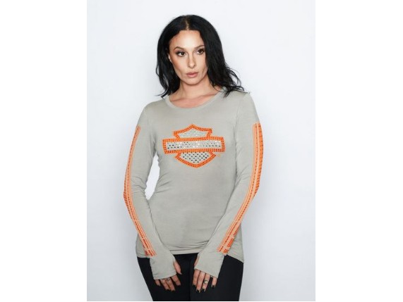 HT4946GRY-XS, Damen Longsleeve ''Sports Strip''