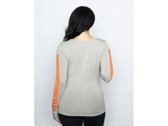 HT4946GRY-XS, Damen Longsleeve ''Sports Strip''