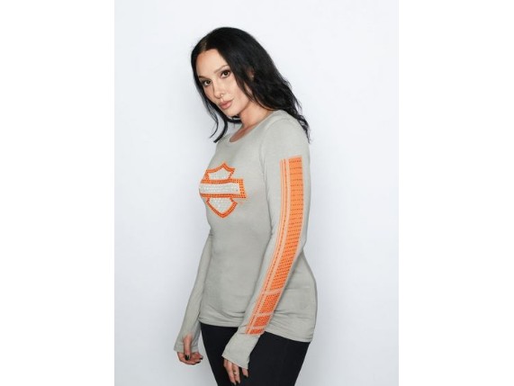HT4946GRY-XS, Damen Longsleeve ''Sports Strip''