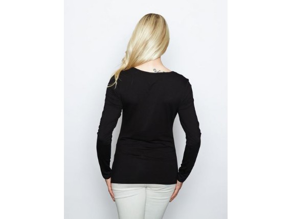 HT4949BLK-XS, Damen Longsleeve ''Check Flag''