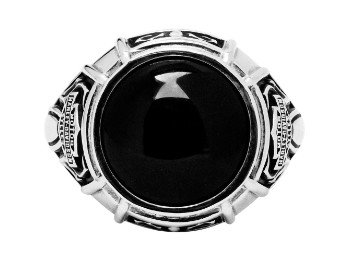 Domed Black Onyx Tribal Ring