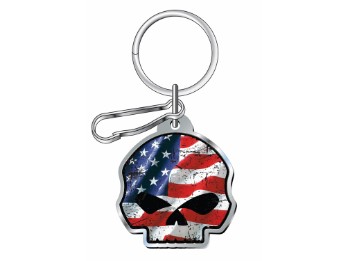 Willie G Skull American Flag Key Chain