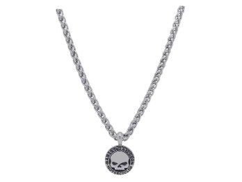 Steel Skull Disc Necklace