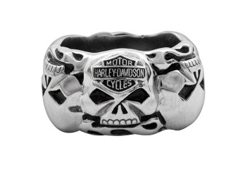H-D Stainless Steel Skull Band Ring Größe 11