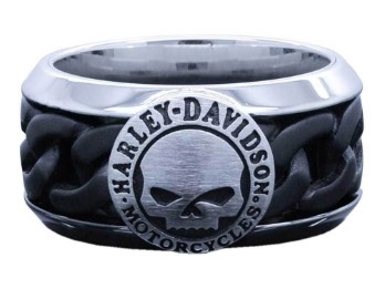 H-D Black Steel Chain Skull Ring