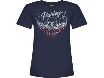 Rose Wing Skull Lady-Shirt with Backprint