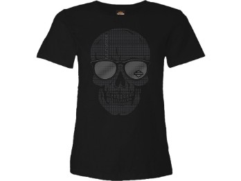 Damen T-Shirt w Backpri Skull Shades Lds T BK