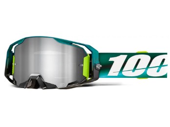 100% ARmatic Motocross & Enduro Brille Schwarz/Grün, verspiegelt