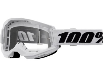 100% Strata 2 Motocross & Enduro Brille Weiß, klar