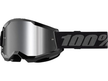 100% Strata 2 Motocross & Enduro Brille Schwarz, verspiegelt