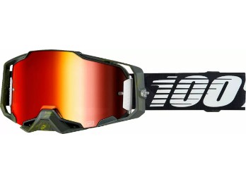 100% Armega Motocross Brille rot verspiegelt