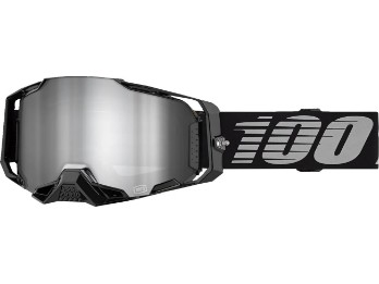 100% Armega Motocross & Enduro Brille Schwarz, verspiegelt
