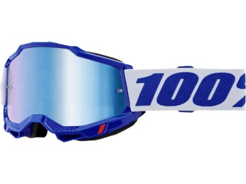 100% Accuri 2 Motocross & Enduro Brille Blau/Weiß, verspiegelt