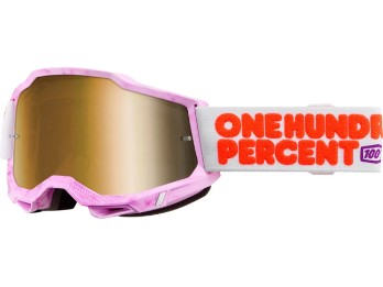 100% Accuri 2 Motocross & Enduro Brille Pink/Weiß, verspiegelt