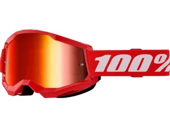 100% Strata 2 Motocross & Enduro Brille – Rot / Rot verspiegeltem 