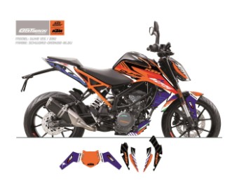 KTM GST Berlin Dekor 125-390 Duke schwarz-blau-orange