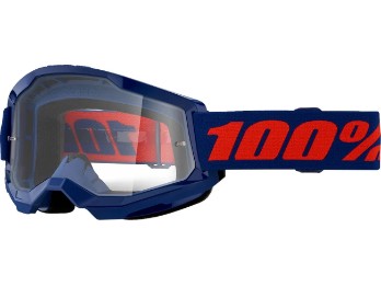 100% Strata 2 Motocross & Enduro Brille Dunkelblau, klar