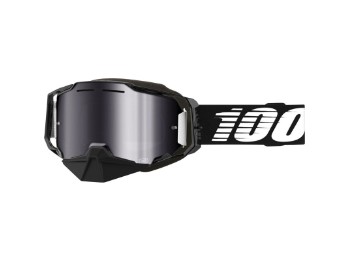 100% Armega Motocross & Enduro Brille Schwarz, verspiegelt