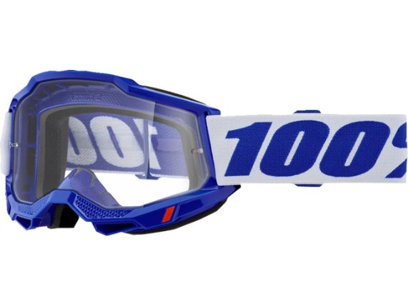 100% Accuri 2 Motocross & Enduro Brille mit erweitertem Sichtfeld, Antibeschlag-Glas und 45 mm breitem Silikonband.