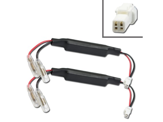 HS MotoParts Adapterkabel für Blinker mit 3,5 mm Rundsteckern und integriertem 15 Ohm/10 W Widerstand.