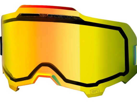 100% Armega Ersatzglas mit gelb verspiegelter, belüfteter Doppelscheibe und 2 mm starker ULTRA HD Polycarbonat-Linse.