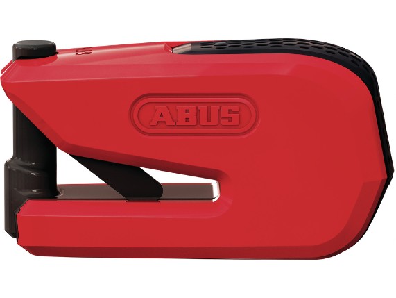 ABUS GRANIT Detecto One 8078 2.0 Bremsscheibenschloss in Rot mit integrierter 100 dB Alarmfunktion und schlüsselloser Bluetooth-Steuerung über die ABUS One App. Robustes Motorradschloss mit gehärtetem 13,5-mm-Stahlbolzen und wiederaufladbarem Akku.