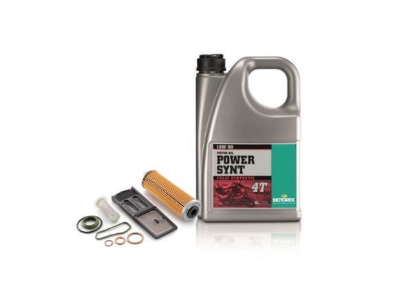 KTM Ölwechsel-Set für 950 / 990 Adventure, Super Duke, Supermoto und Super Enduro mit Ölfilter Service Kit 00050000065 und 4 Liter MOTOREX POWER SYNT 4T 10W60 Motoröl.