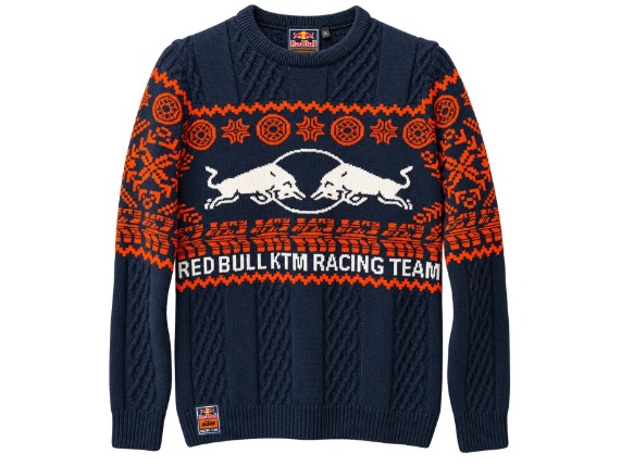 Red Bull KTM Winter Sweater 2026 mit Red Bull KTM Racing Team Design und winterlichen Grafikdetails – offizieller Sweater der Red Bull KTM Winter Kollektion 2026.